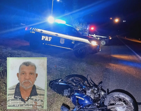 Colisão entre carro e moto deixa idoso morto na BR-407, em Geminiano