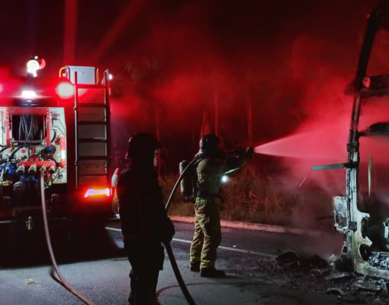 Ônibus de turismo é destruído por incêndio na BR-343 no Norte do Piauí