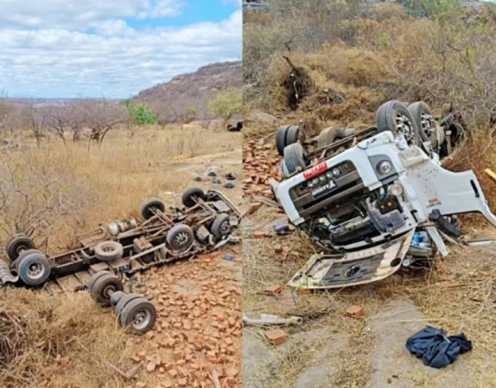 Motorista morre após caminhão carregado de tijolos capotar no Piauí