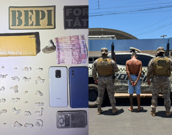 Homem joga sacola com drogas no telhado ao ver policiais e é preso em Picos