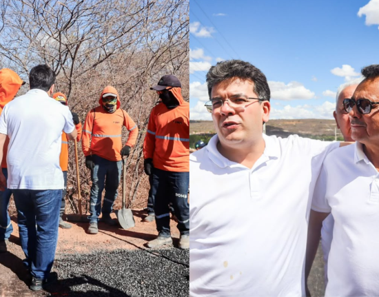 Rafael Fonteles vistoria obras de rodovias, pavimentação e estádio em quatro municípios do Piauí