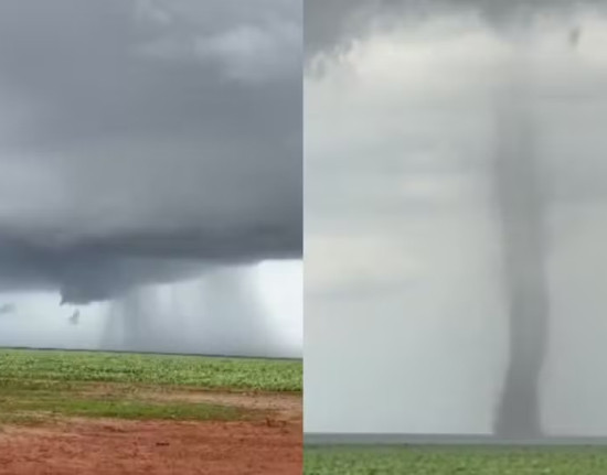 Tornado é registrado e surpreende moradores em Baixa Grande do Ribeiro