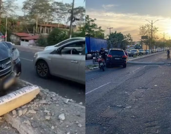 Motorista derruba poste após colisão e interdita ponte em Teresina