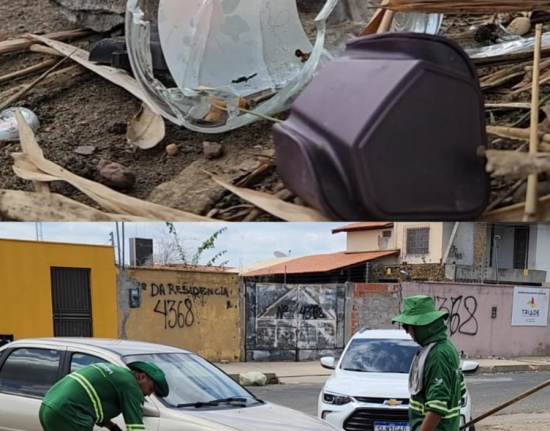 Gari se corta com cerâmica durante coleta de lixo em Teresina
