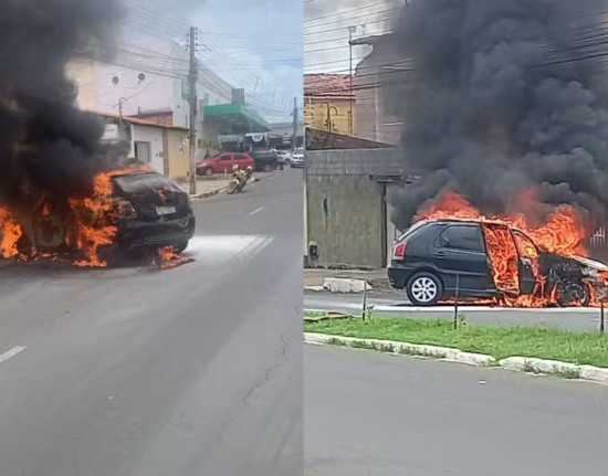Carro é destruído por incêndio após ser ligado em garagem na zona Sul de Teresina