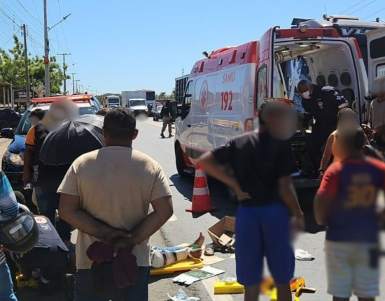 Colisão entre moto e pedestre deixa três feridos na BR-343, em Campo Maior