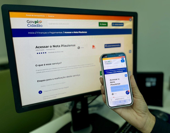 Nota Piauiense disponível na plataforma Gov.pi Cidadão para cidadãos do Piauí
