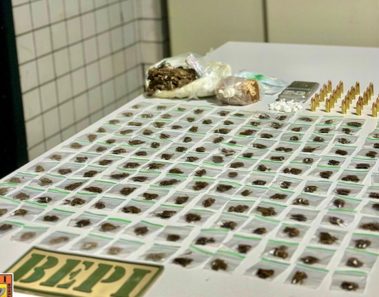 Polícia apreende grande quantidade de drogas e munições em residência