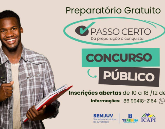 Juventude de Teresina ganha novo preparatório gratuito para concursos públicos