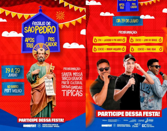 Festejo de São Pedro inicia hoje (19), no bairro Poti Velho