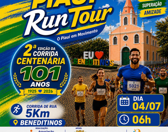2º Edição da Corrida Centenária de Beneditinos acontece neste sábado, dia 4 de julho, em Beneditinos
