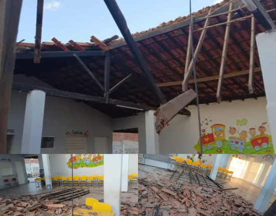 Telhado de creche desaba em Dom Expedito Lopes durante feriado