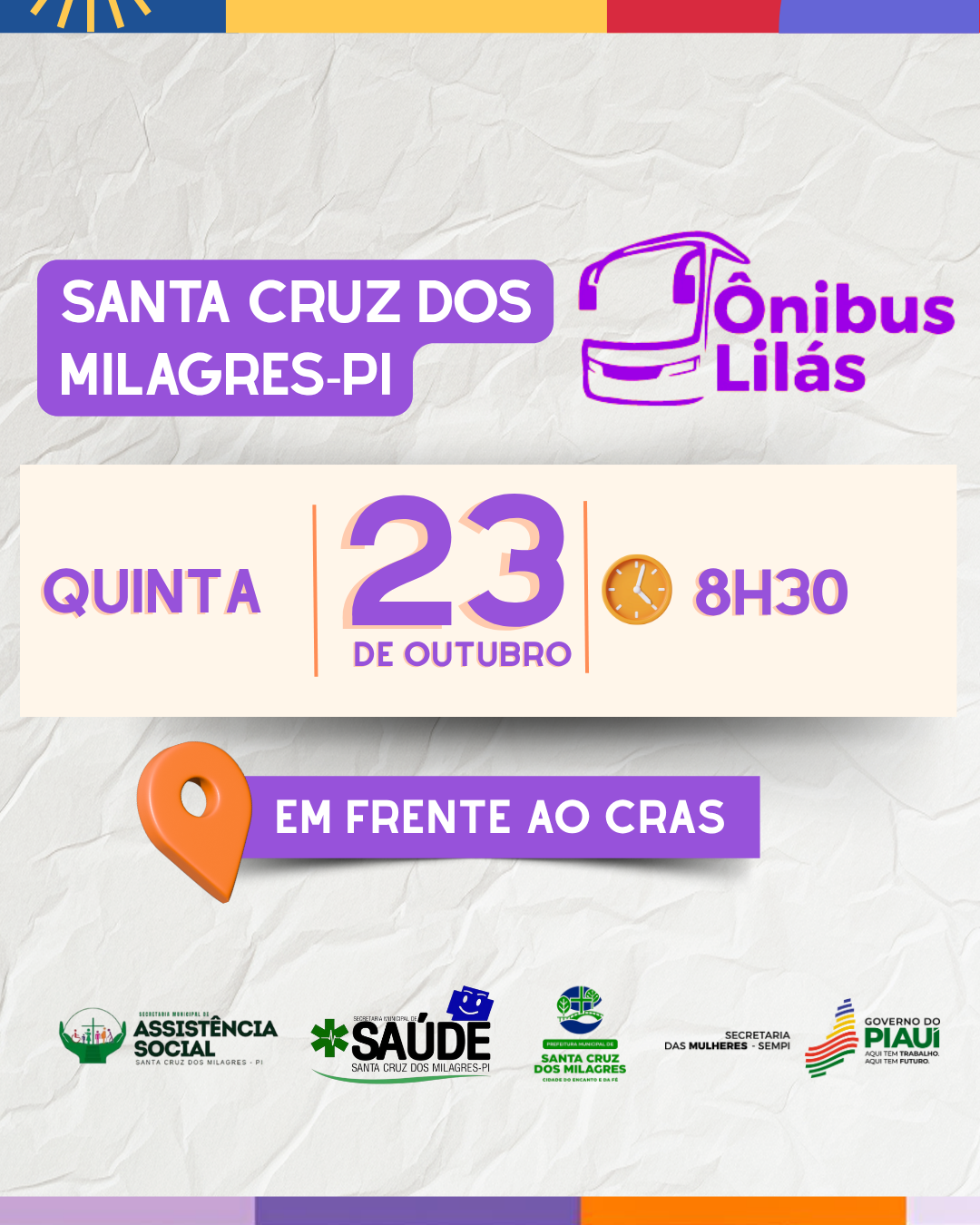 Ônibus Lilás leva atendimentos e serviços nesta quinta-feira (23)