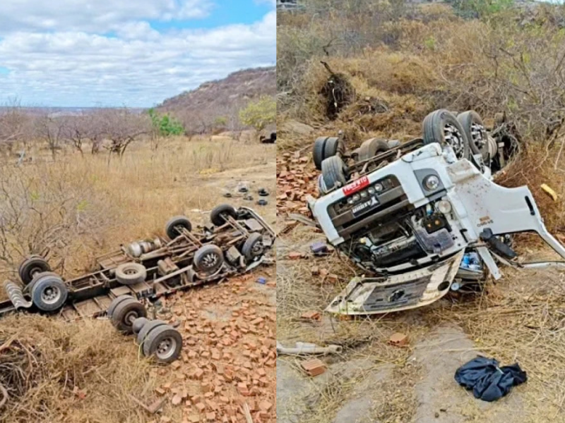 Motorista morre após caminhão carregado de tijolos capotar no Piauí