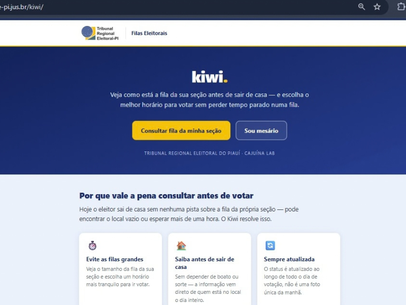 Eleitores poderão acompanhar filas nas seções eleitorais pelo Kiwi