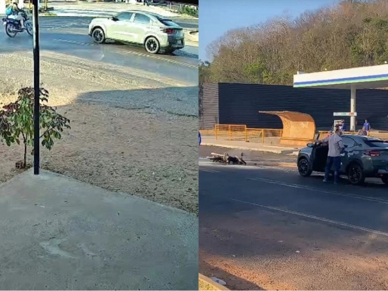 Motociclista fica ferida após colisão com carro e moto pegar fogo em Teresina