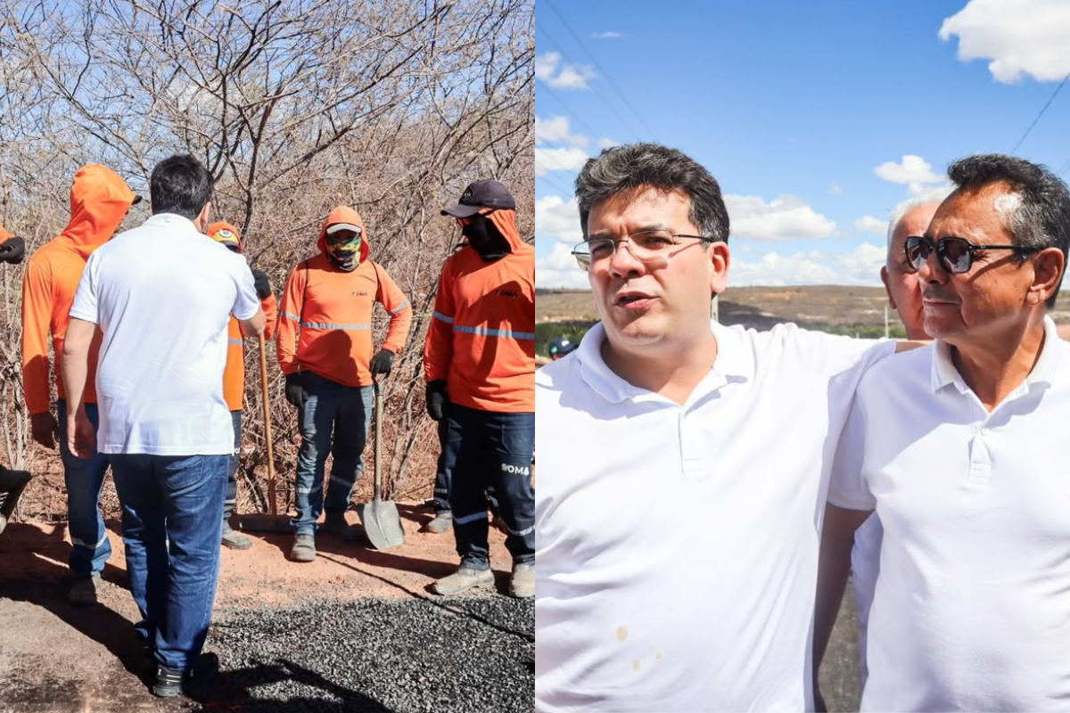 Rafael Fonteles vistoria obras de rodovias, pavimentação e estádio em quatro municípios do Piauí