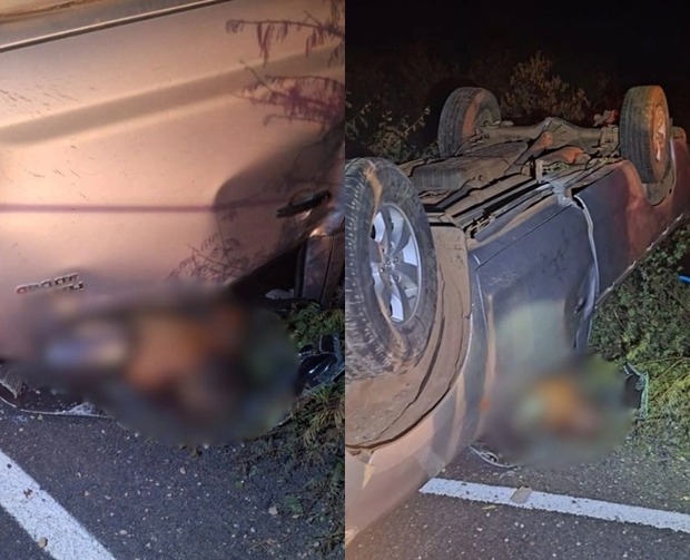Motorista morre após capotar caminhonete em rodovia