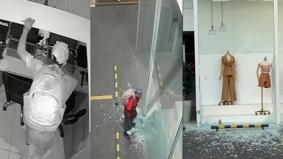 Ladrões quebram vidro e furtam loja a poucos metros de delegacia