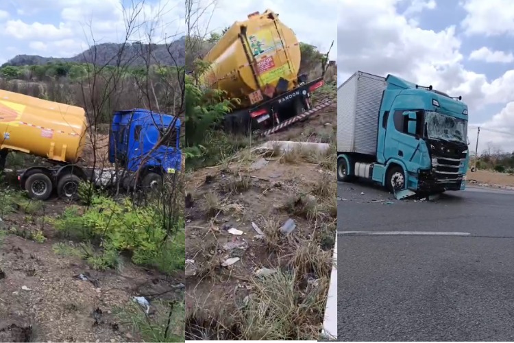 Colisão entre caminhões causa vazamento de gasolina no Piauí