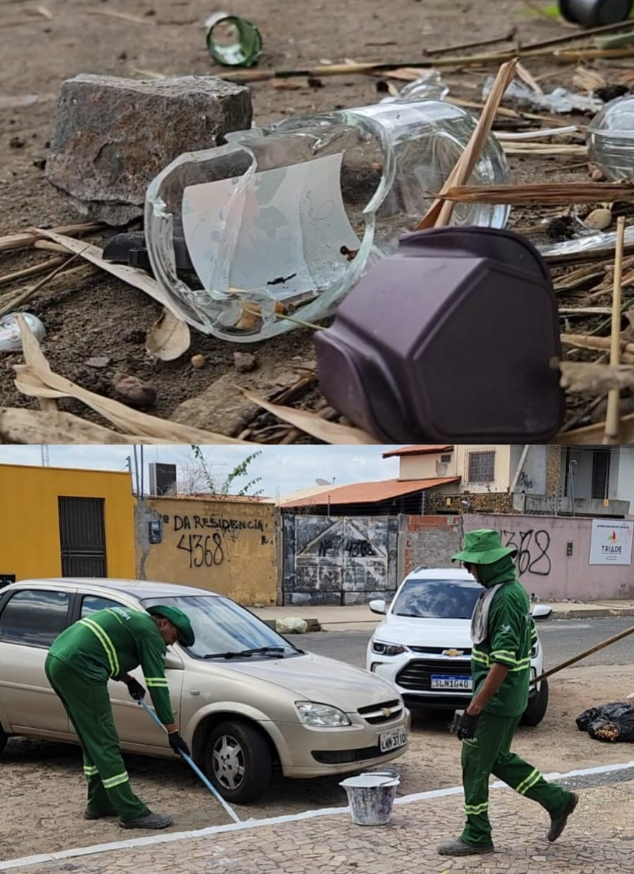 Gari se corta com cerâmica durante coleta de lixo em Teresina
