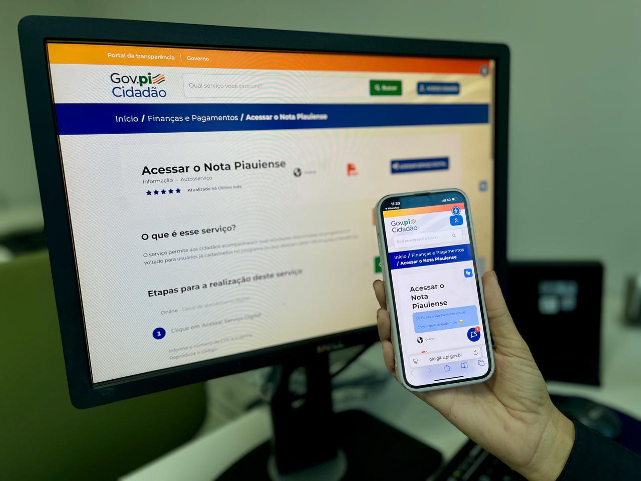 Nota Piauiense disponível na plataforma Gov.pi Cidadão para cidadãos do Piauí