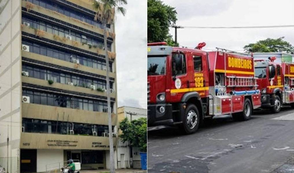 Explosão provoca princípio de incêndio e deixa pessoa ferida em prédio público