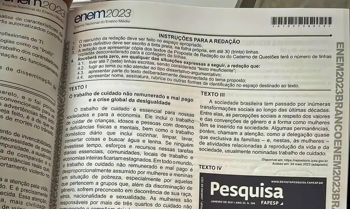 Inep divulga cartilha sobre a redação do Enem 2024