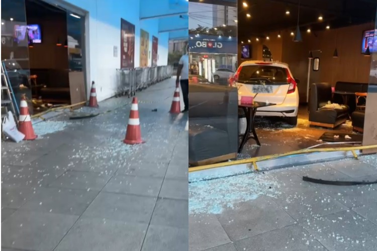 Carro invade restaurante de supermercado e deixa cinco feridos