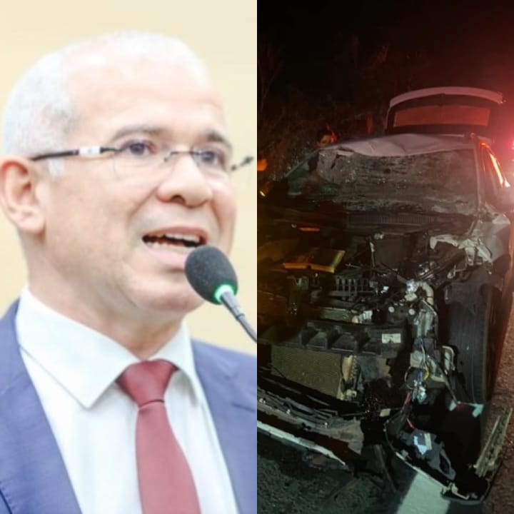 Deputado Tiago Vasconcelos sofre acidente após colisão com animais