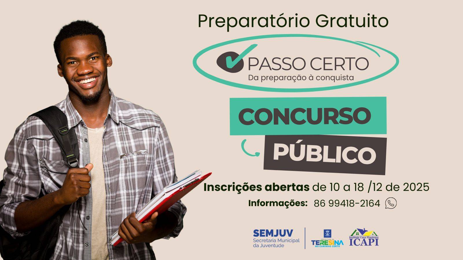 Juventude de Teresina ganha novo preparatório gratuito para concursos públicos
