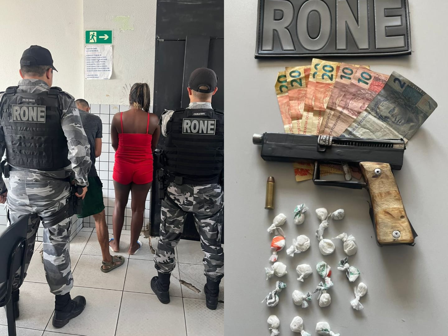 Dupla é presa com arma e drogas durante ação da PM na zona Norte