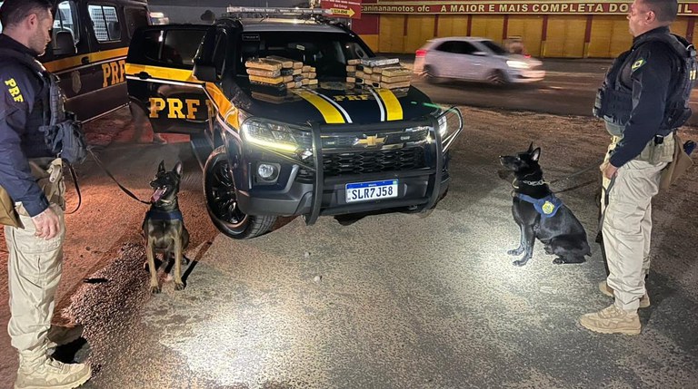 PRF apreende quase 34 kg de maconha em ônibus na BR-343