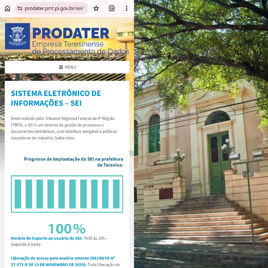 SEI da Prefeitura de Teresina terá manutenção e ficará offline por cinco dias