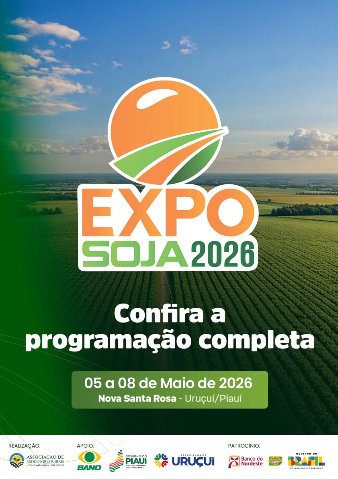 Confira a programação oficial da EXPOSOJA 2026, a maior feira do agronegócio piauiense