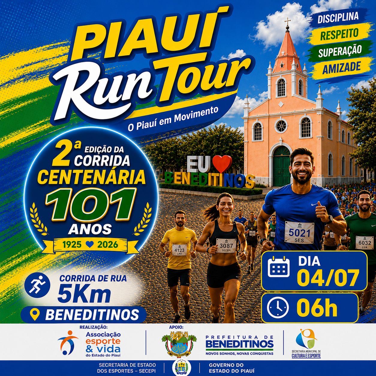 2º Edição da Corrida Centenária de Beneditinos acontece neste sábado, dia 4 de julho, em Beneditinos