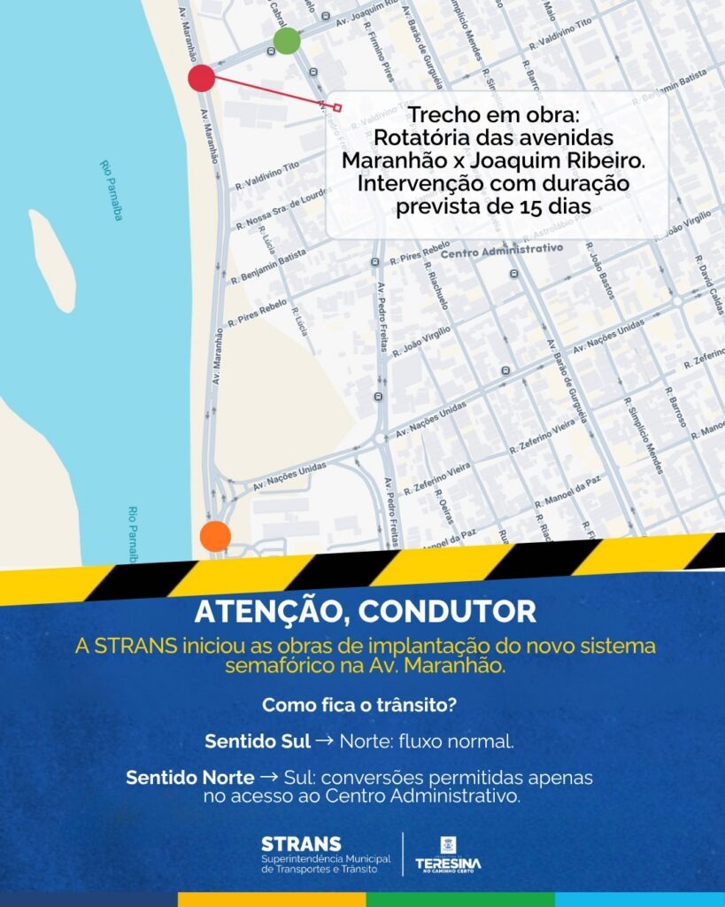 STRANS inicia obras de novo semáforo na Av. Maranhão: Interdição dura 15 dias