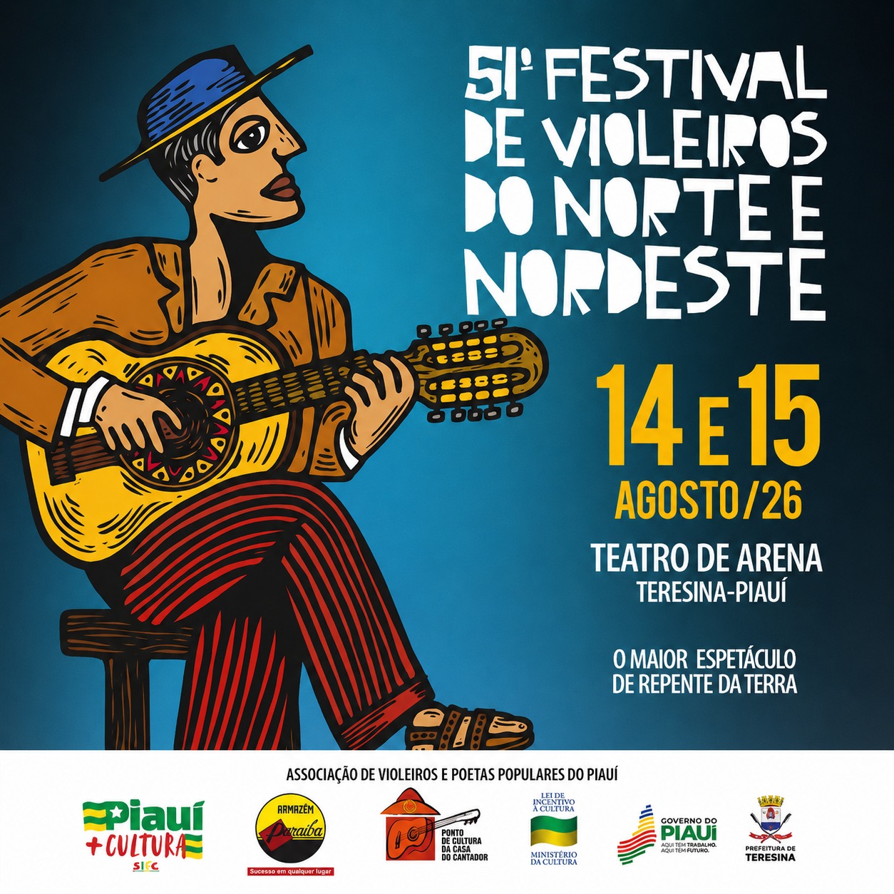 Realizado em Teresina, Festival de Violeiros do Norte e Nordeste chega a sua 51º edição